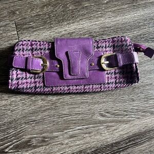 Purple Houndstooth Clutch Bag